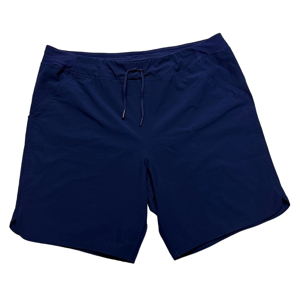 Lands' End Activewear Shorts Womens 18 Blue Stretch Beach Hike Bike Travel Camp